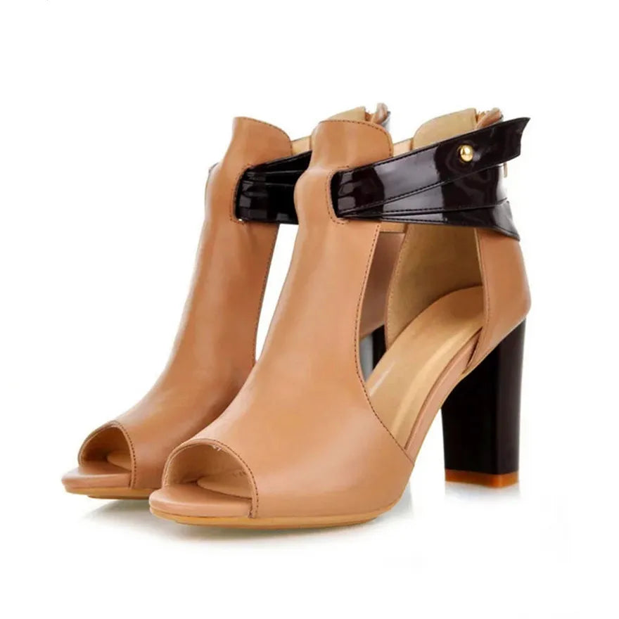 Peep Toe Gladiator Soft Leather Shoes