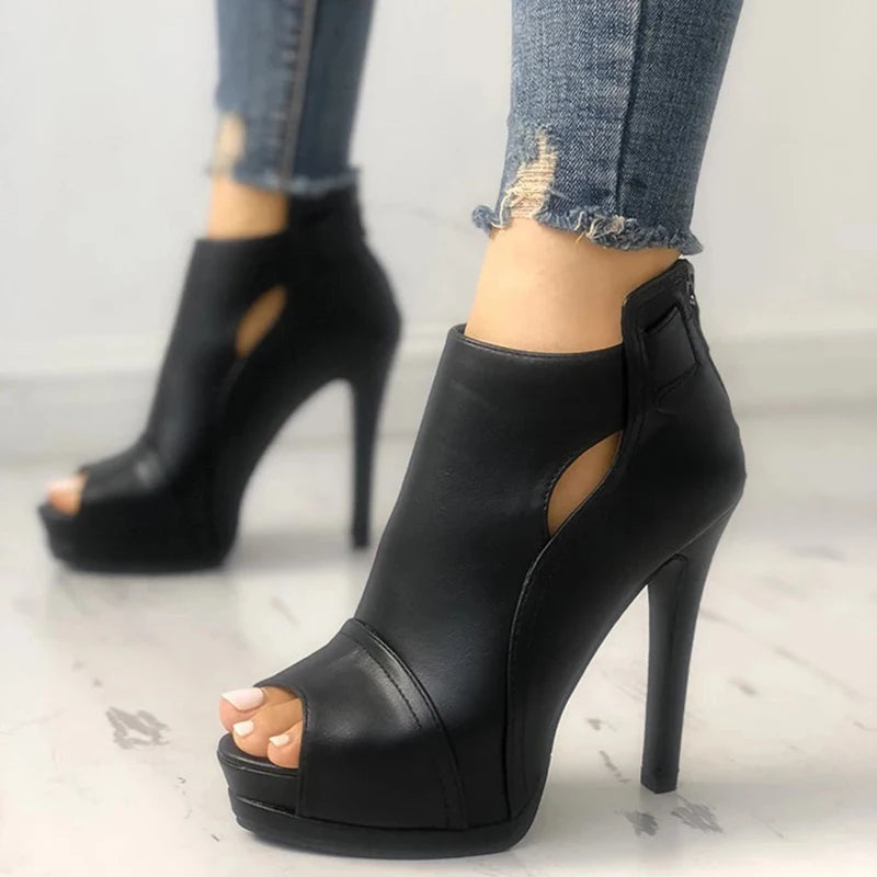 Thin High Heel Zipper Peep Toe gladiator Shoes