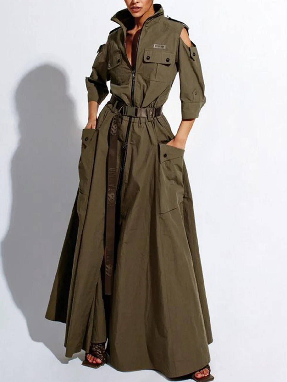 Solid Maxi Shirt Dress