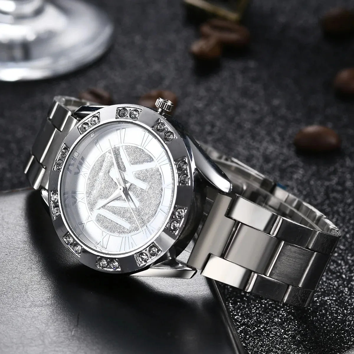 Crystal Diamond Luxury Brand Gold WristWatch