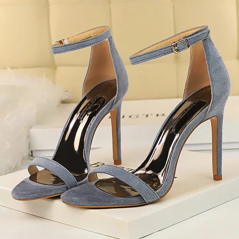 Crystal Glitter Satin Strap Heels