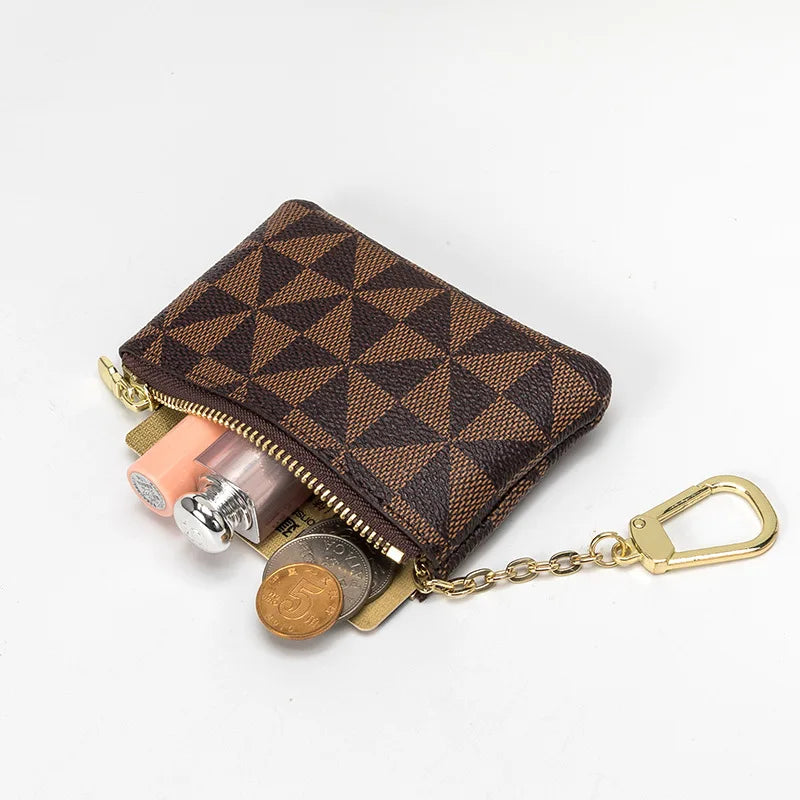 Mini Plaid Leather Coin Purse