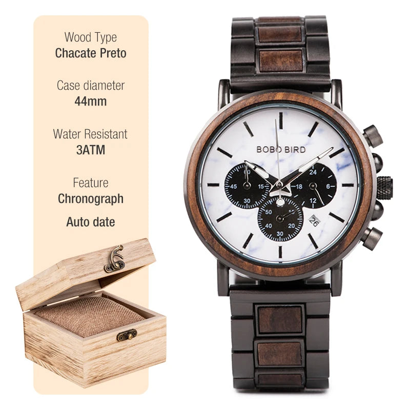 Stylish Wood Timepieces Chronograph Military Quartz Watches