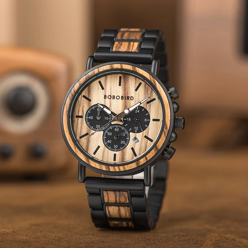 Stylish Wood Timepieces Chronograph Military Quartz Watches