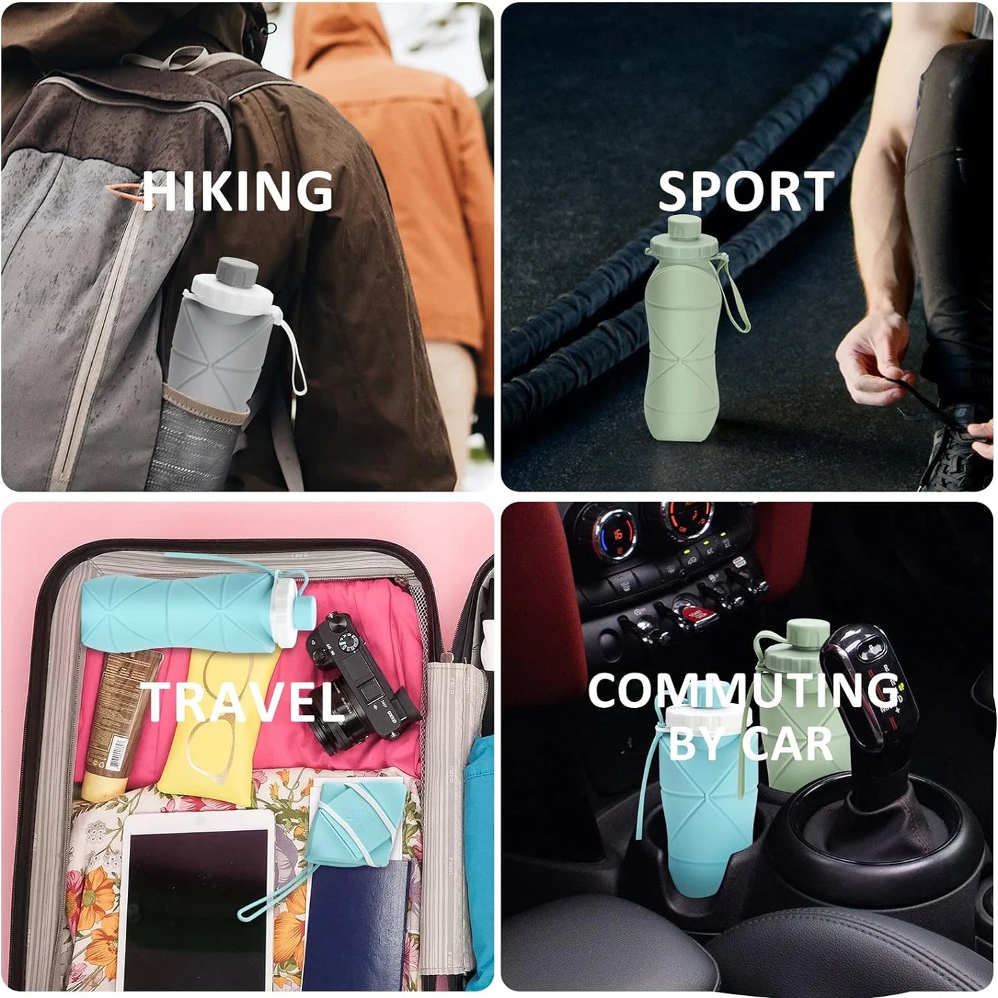 Silicone Collapsible Sports Large Capacity Travel Foldable Water Bottles