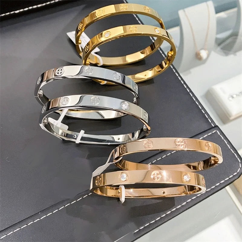 Classics Stainless Steel Gold Cuff Bangles