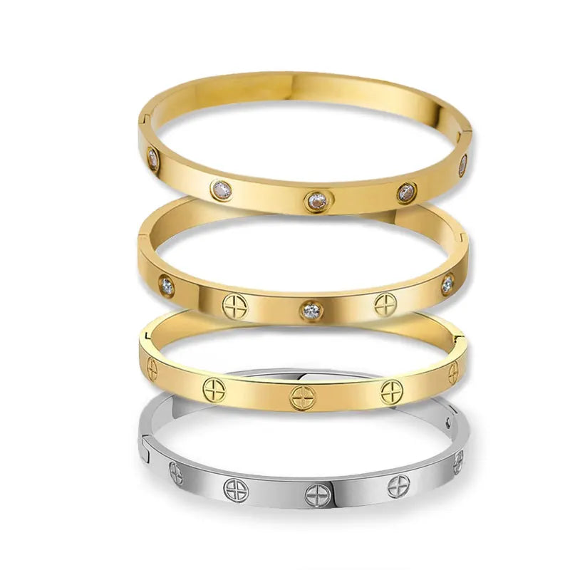 Classics Stainless Steel Gold Cuff Bangles