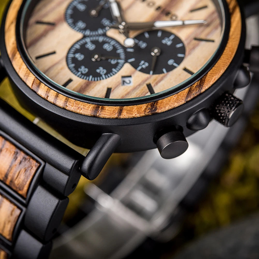 Stylish Wood Timepieces Chronograph Military Quartz Watches