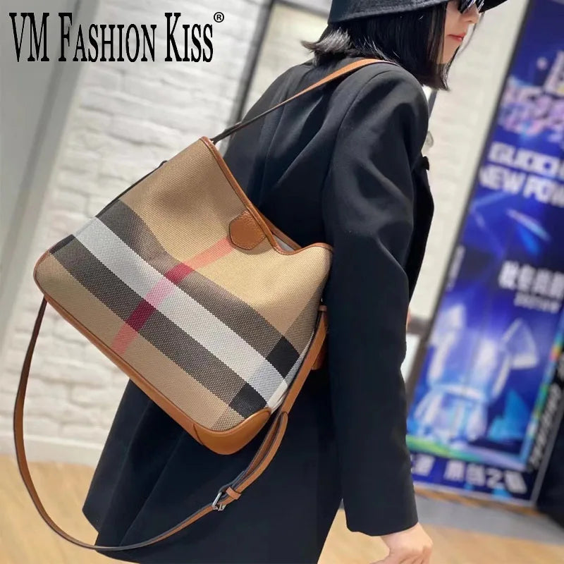 Luxury Plaid Tote Bag