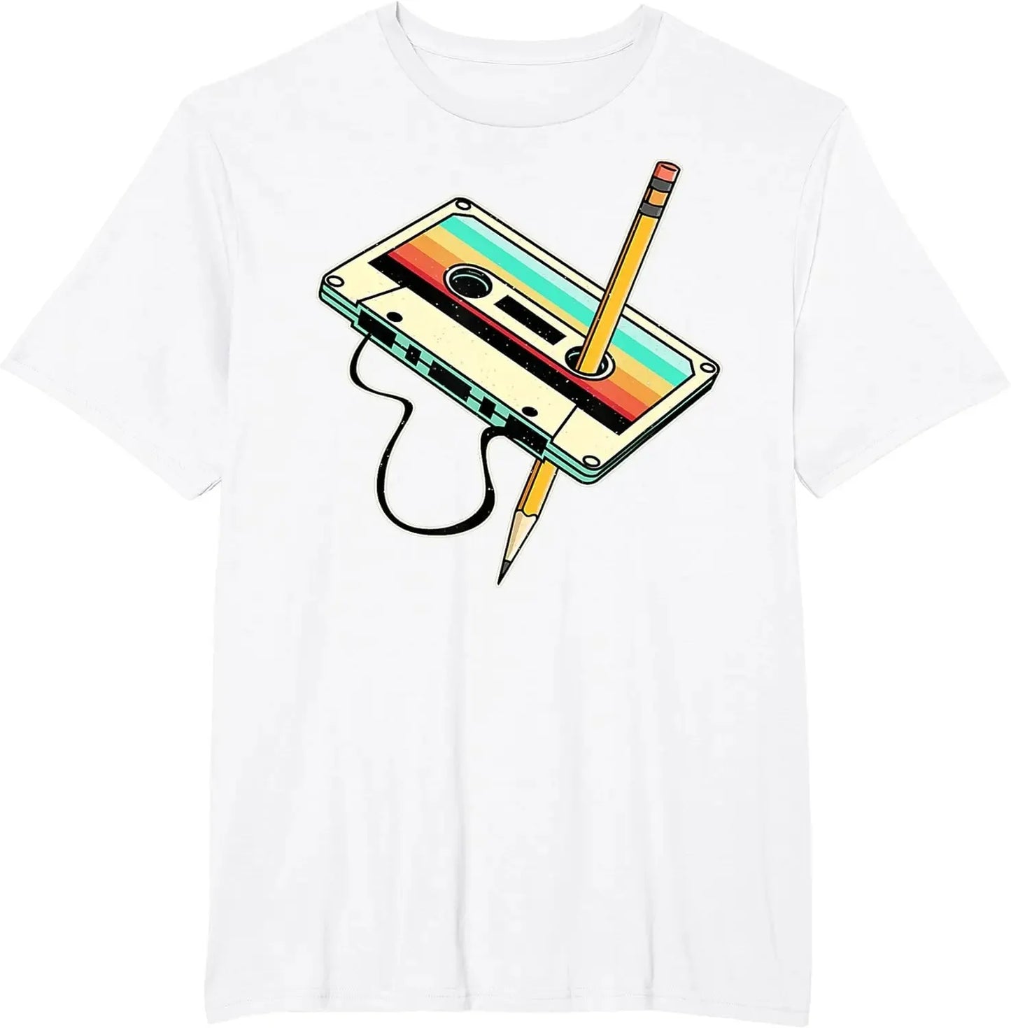 80s Cassette Tape Pencil Retro Vintage Throwback Music T-Shirt