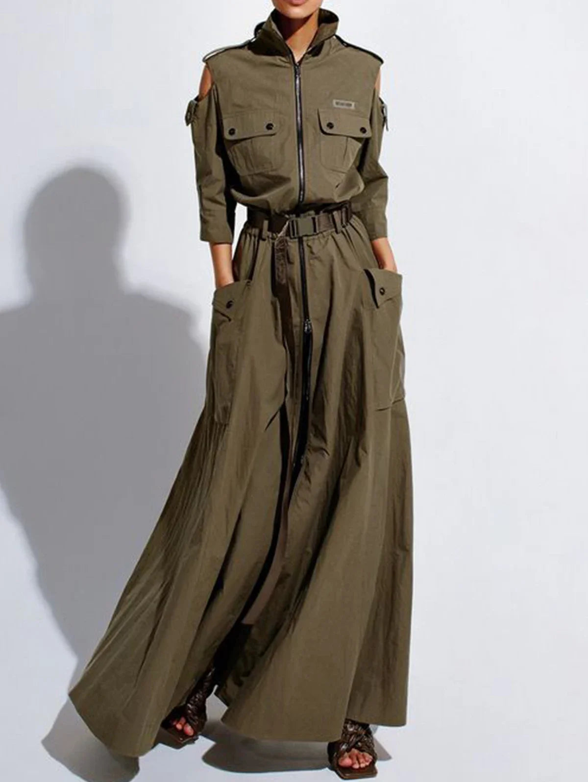 Solid Maxi Shirt Dress