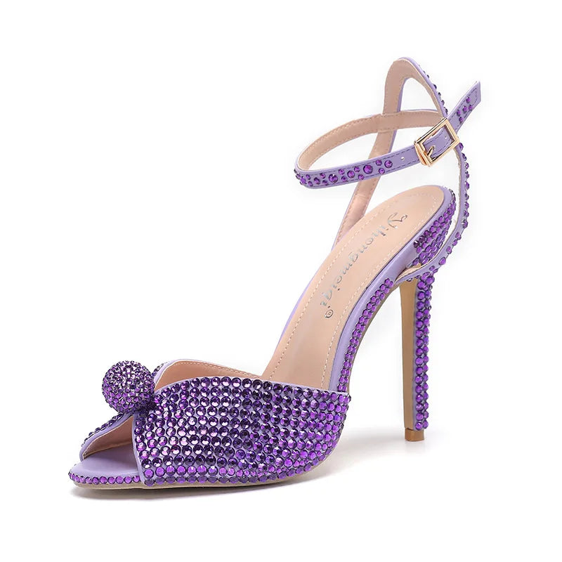 Pearl Studs Peep Toe High Heels