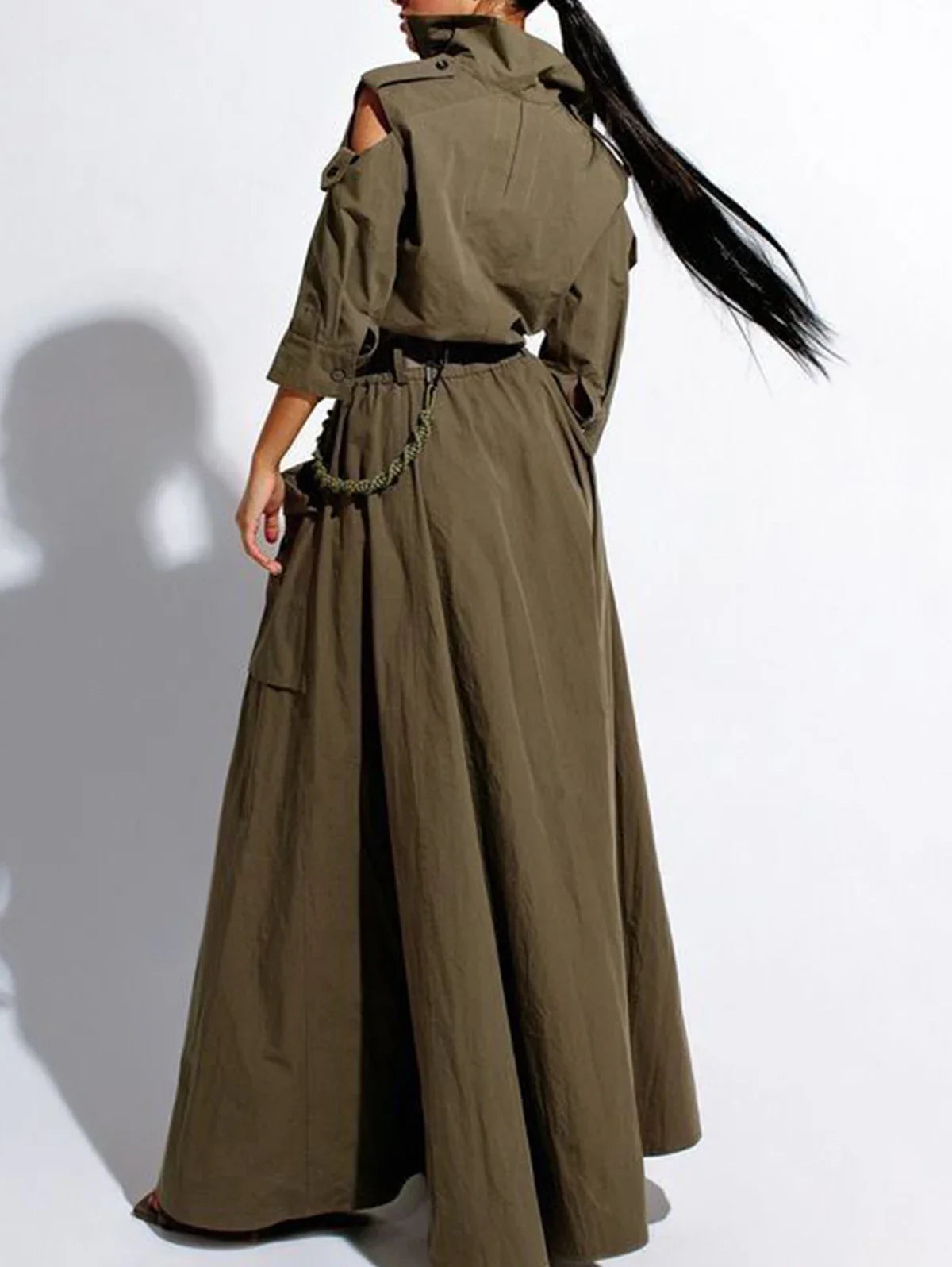 Solid Maxi Shirt Dress