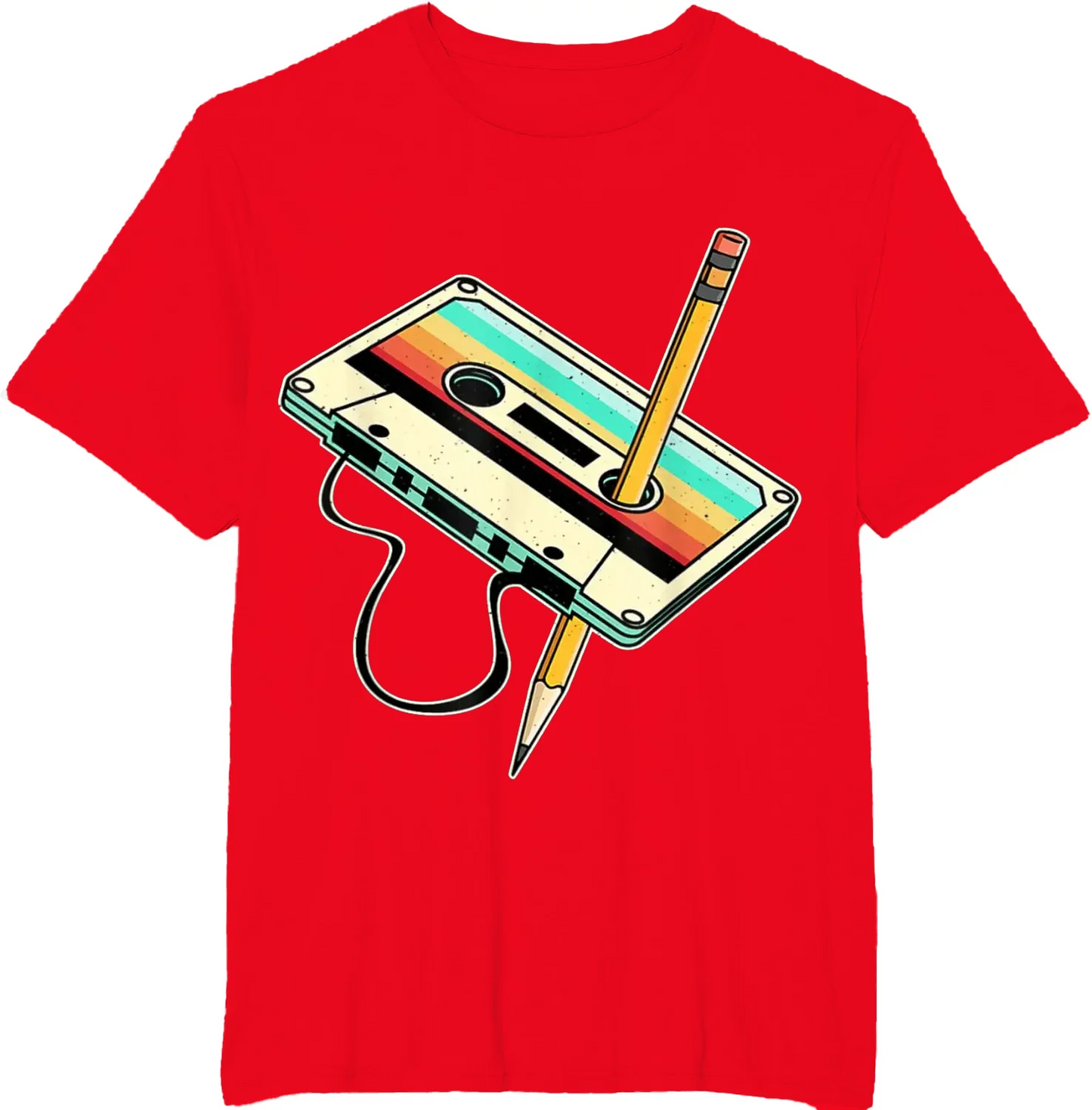 80s Cassette Tape Pencil Retro Vintage Throwback Music T-Shirt