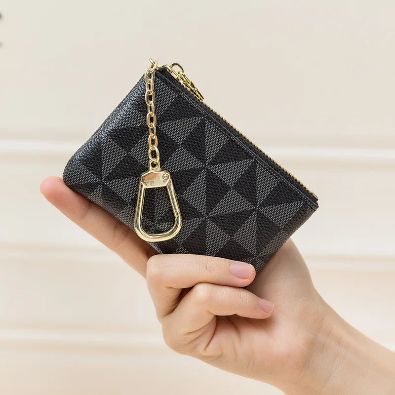 Mini Plaid Leather Coin Purse