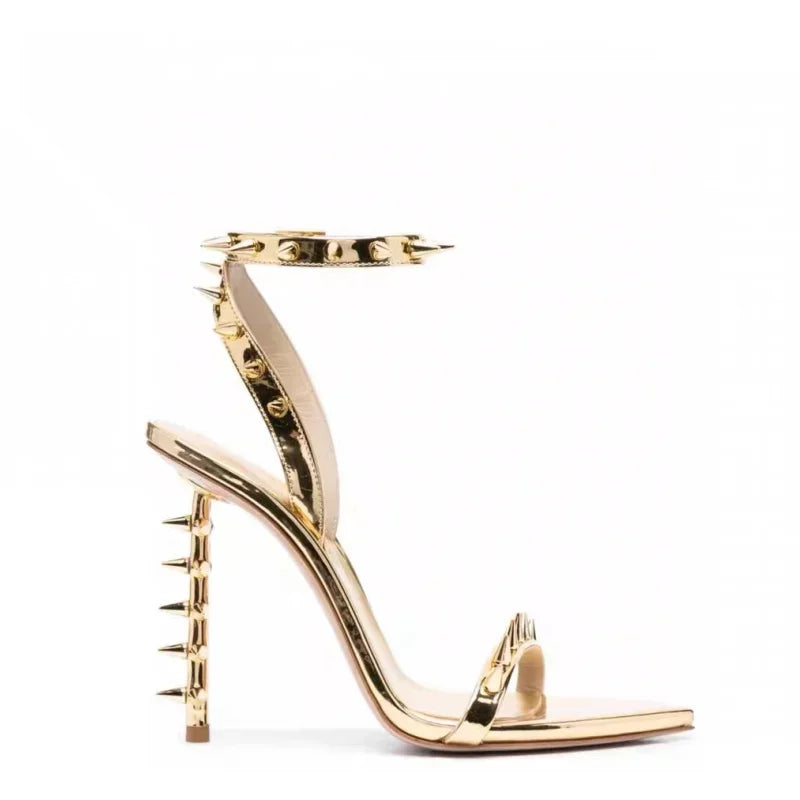 Thin High Heel Riveted Sandals