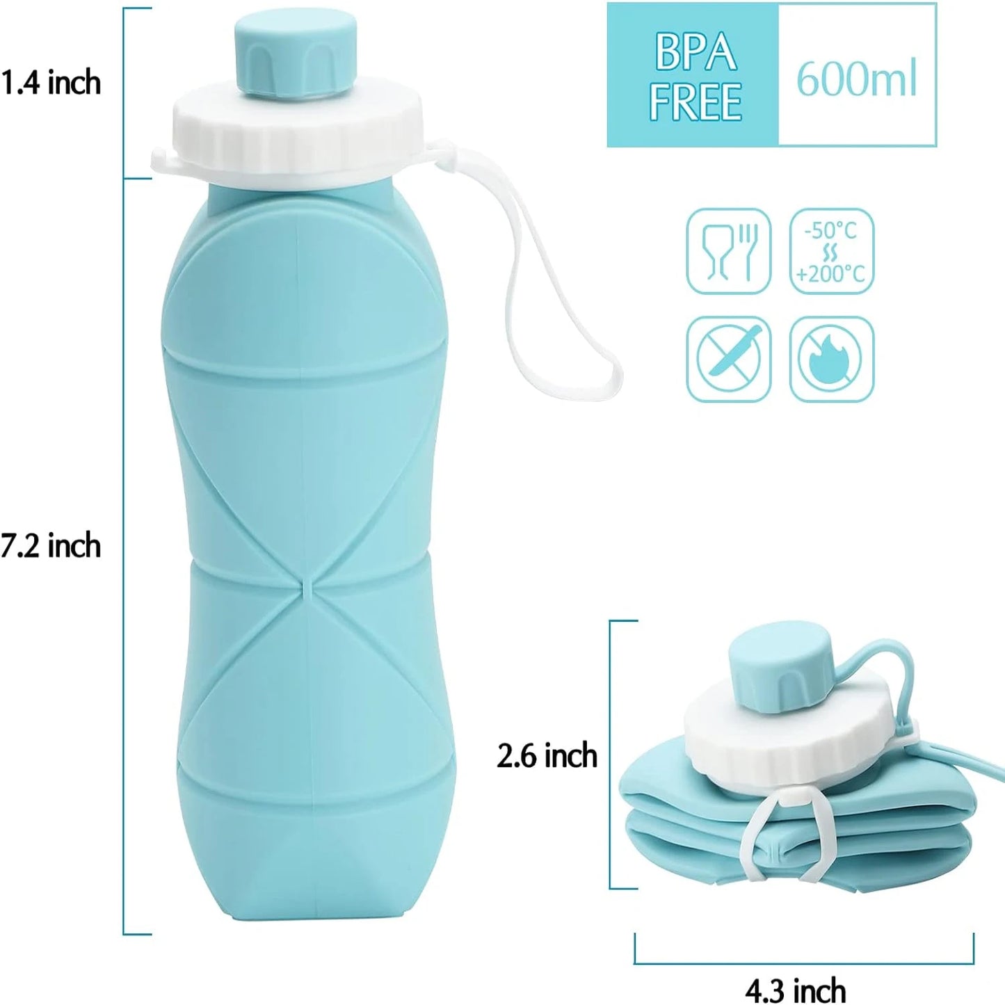 Silicone Collapsible Sports Large Capacity Travel Foldable Water Bottles