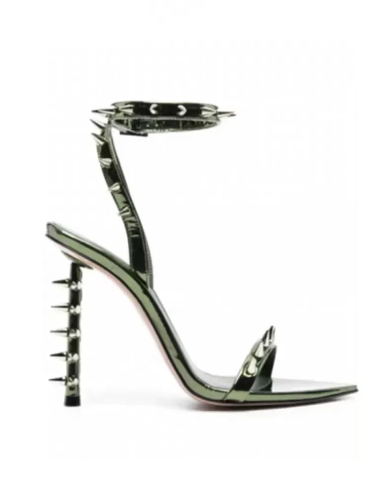 Thin High Heel Riveted Sandals