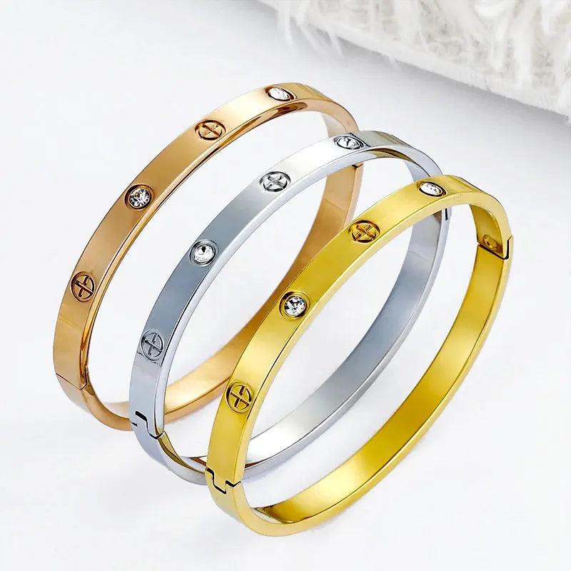 Classics Stainless Steel Gold Cuff Bangles