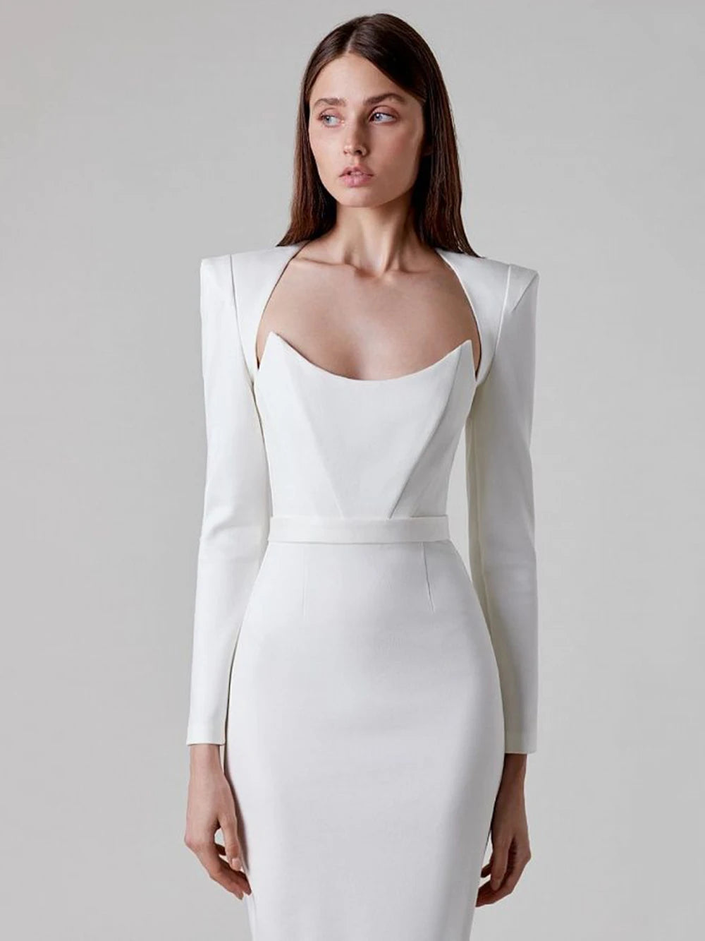 Long Sleeve V Neck Bandage Dress