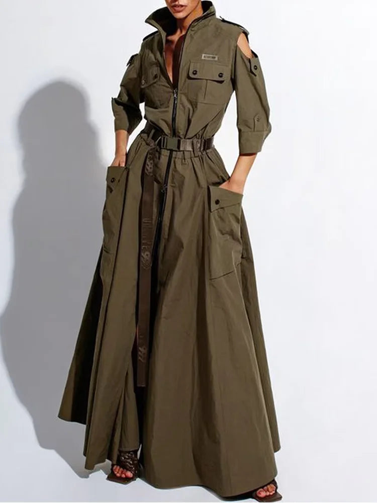 Solid Maxi Shirt Dress