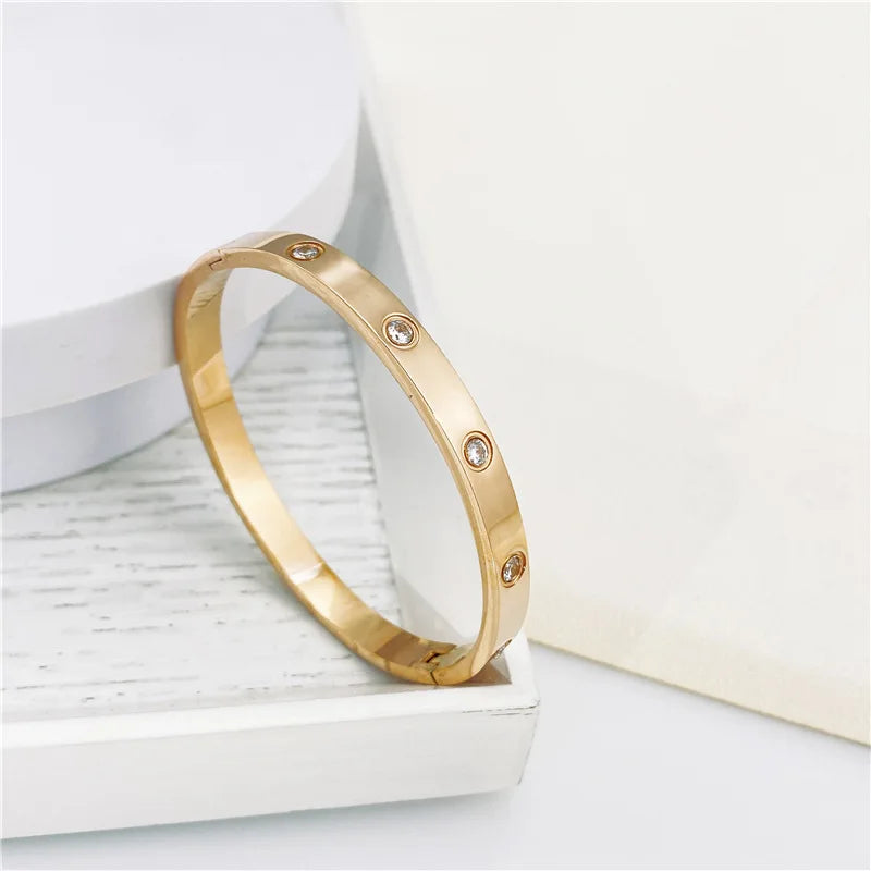 Classics Stainless Steel Gold Cuff Bangles