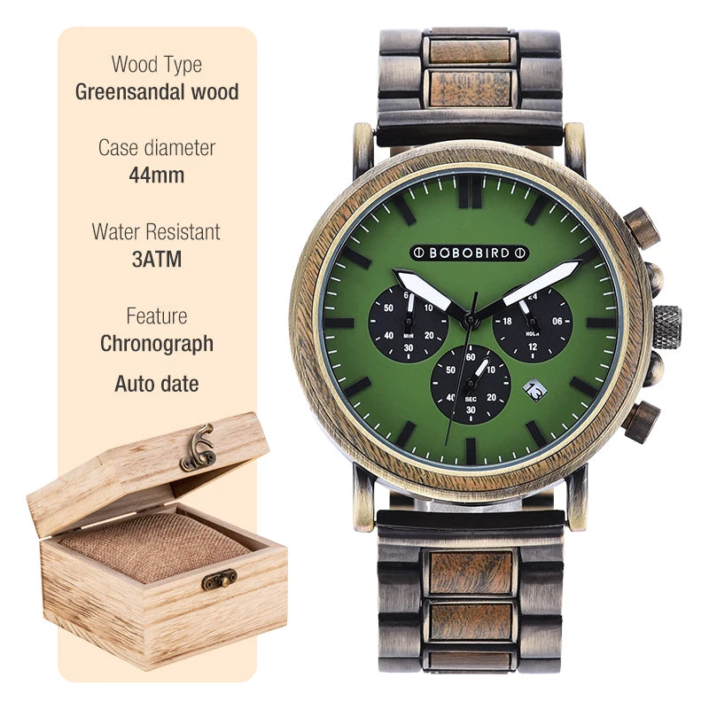 Stylish Wood Timepieces Chronograph Military Quartz Watches