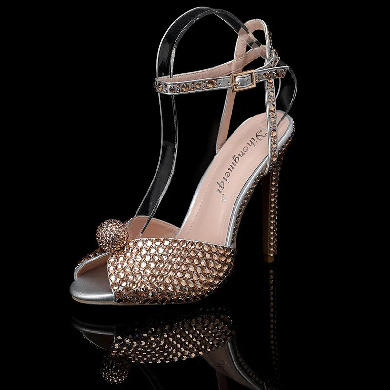 Pearl Studs Peep Toe High Heels