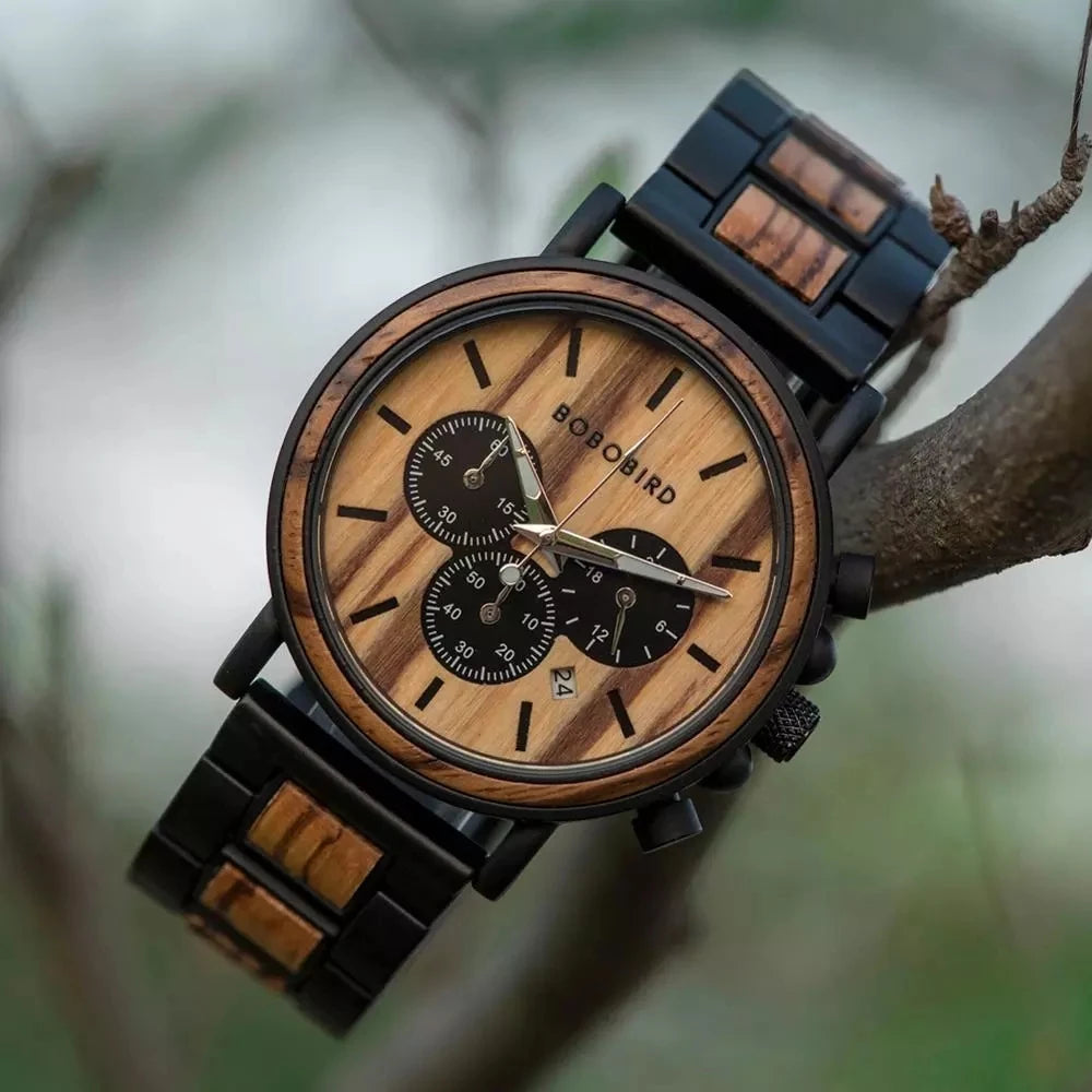 Stylish Wood Timepieces Chronograph Military Quartz Watches